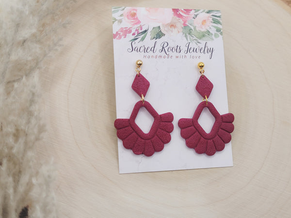 Deep Red Diamond Dangle Earring