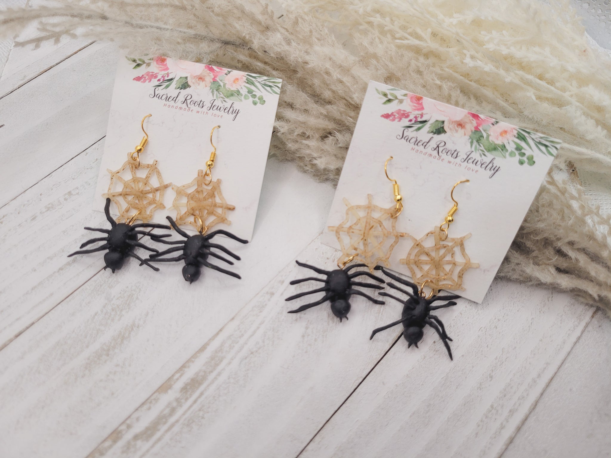 Golden Web & Spider Earrings