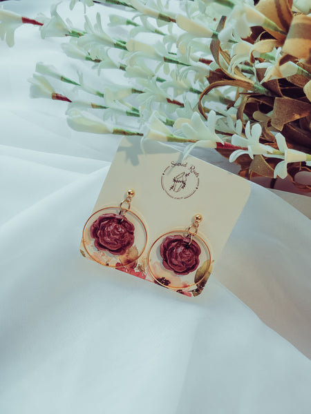 Purple Rose Clay Earrings