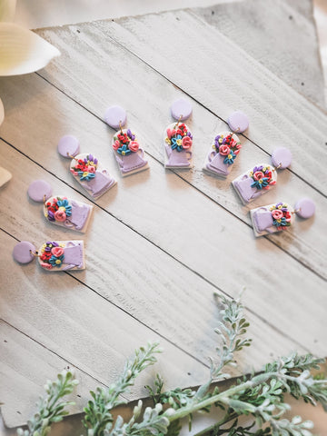 Teapot Bouquet Clay Earrings