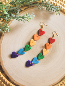 Rainbow Heart Dangle Earrings