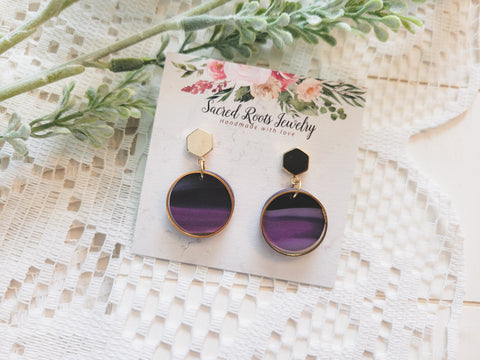 Purple Circle Dangles